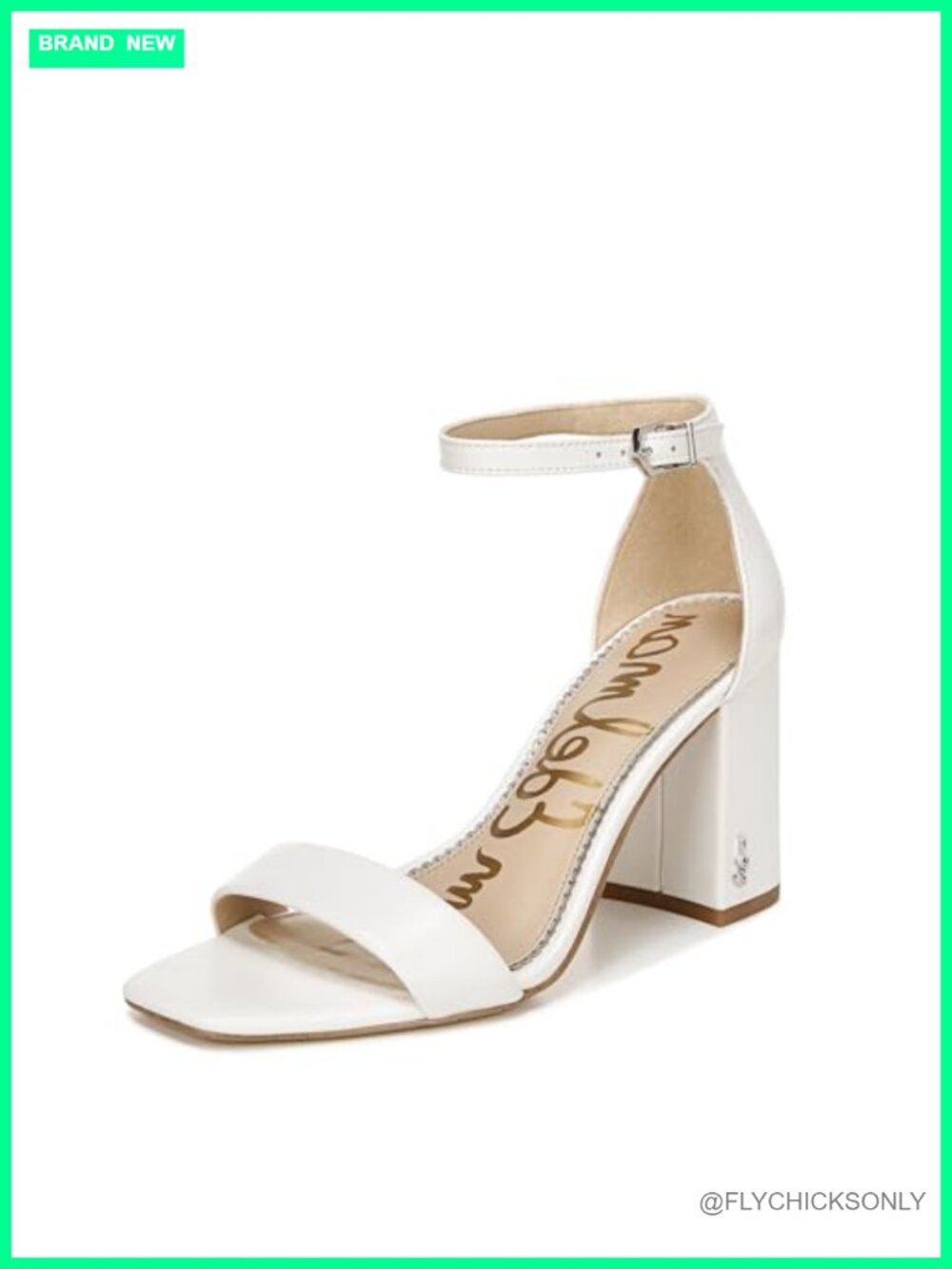Block Heeled Sandal Ankle Strap Open Toe 3.5 Inch Heel Party Prom